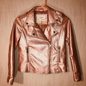 Ci Sono Cavalini Girls Faux Leather Pink Jacket